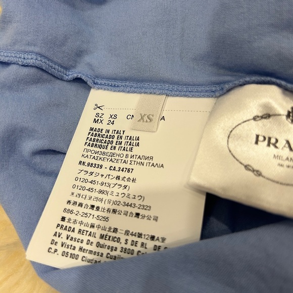 Prada Size XS Blue Cotton Crew Neck T-Shirt - Picture 6 of 10